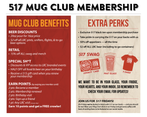 517 Mug Club Membership Details